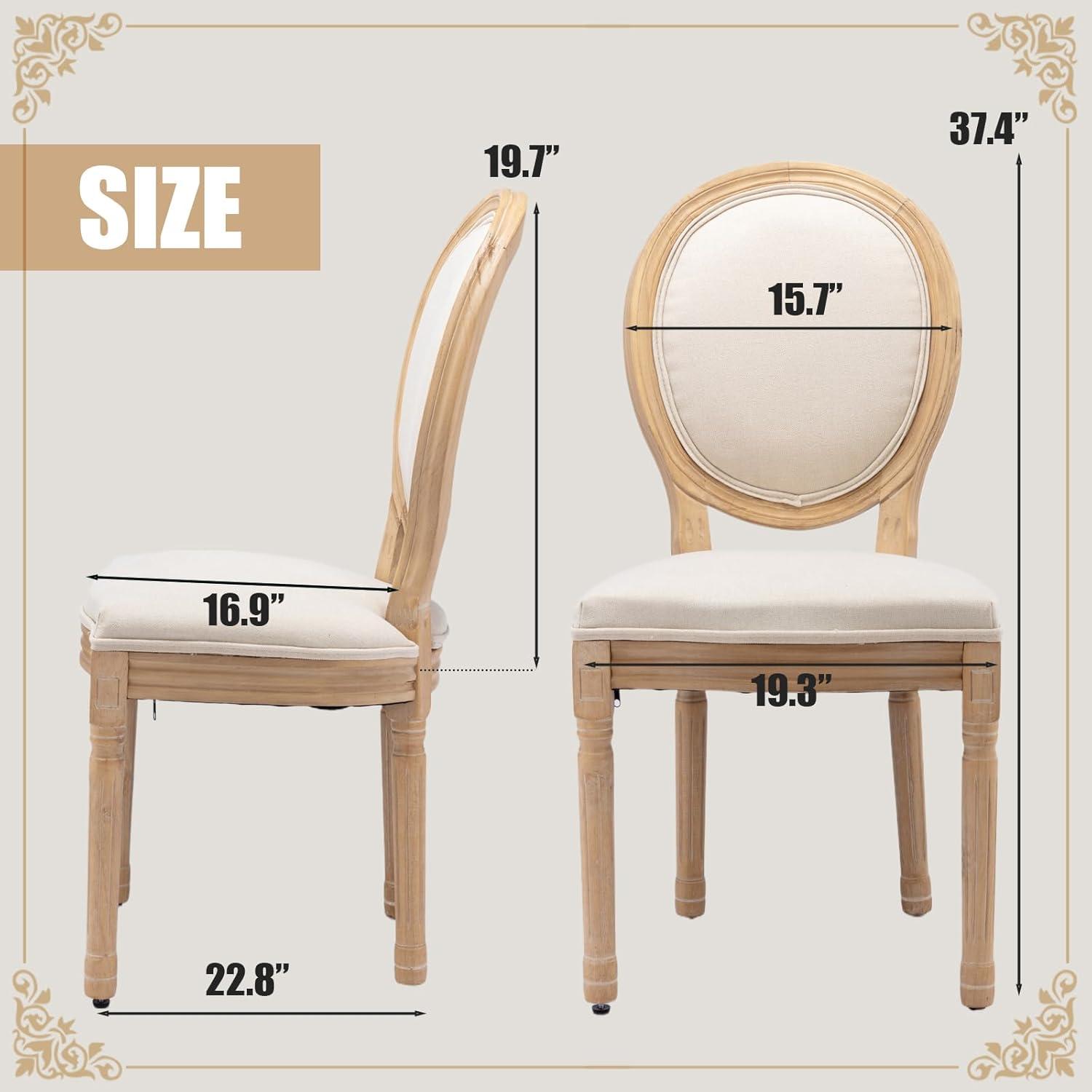 SoarFlash French Dining Chairs Set of 6, Vantage Dining Chair with Round Back, Farmhouse Country Dining Chair for Kitchen,Bedroom,Beige