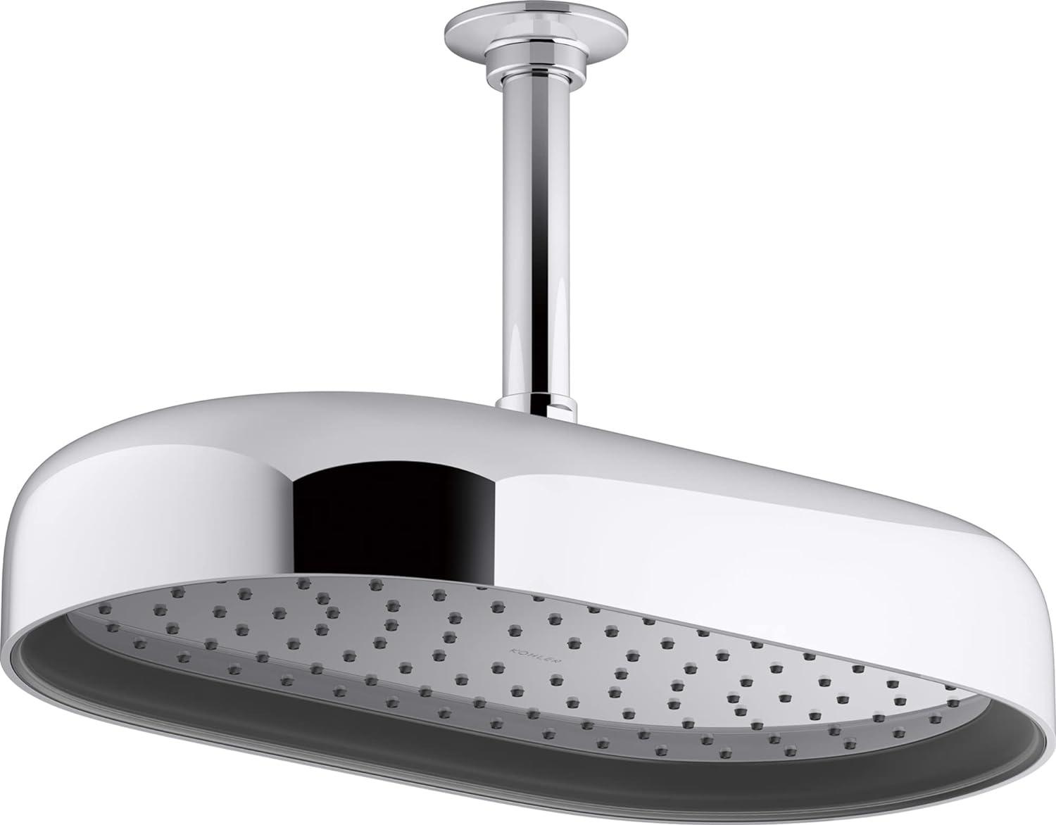 Elegant 14" Oval Ceiling-Mount Rain Showerhead in Polished Chrome