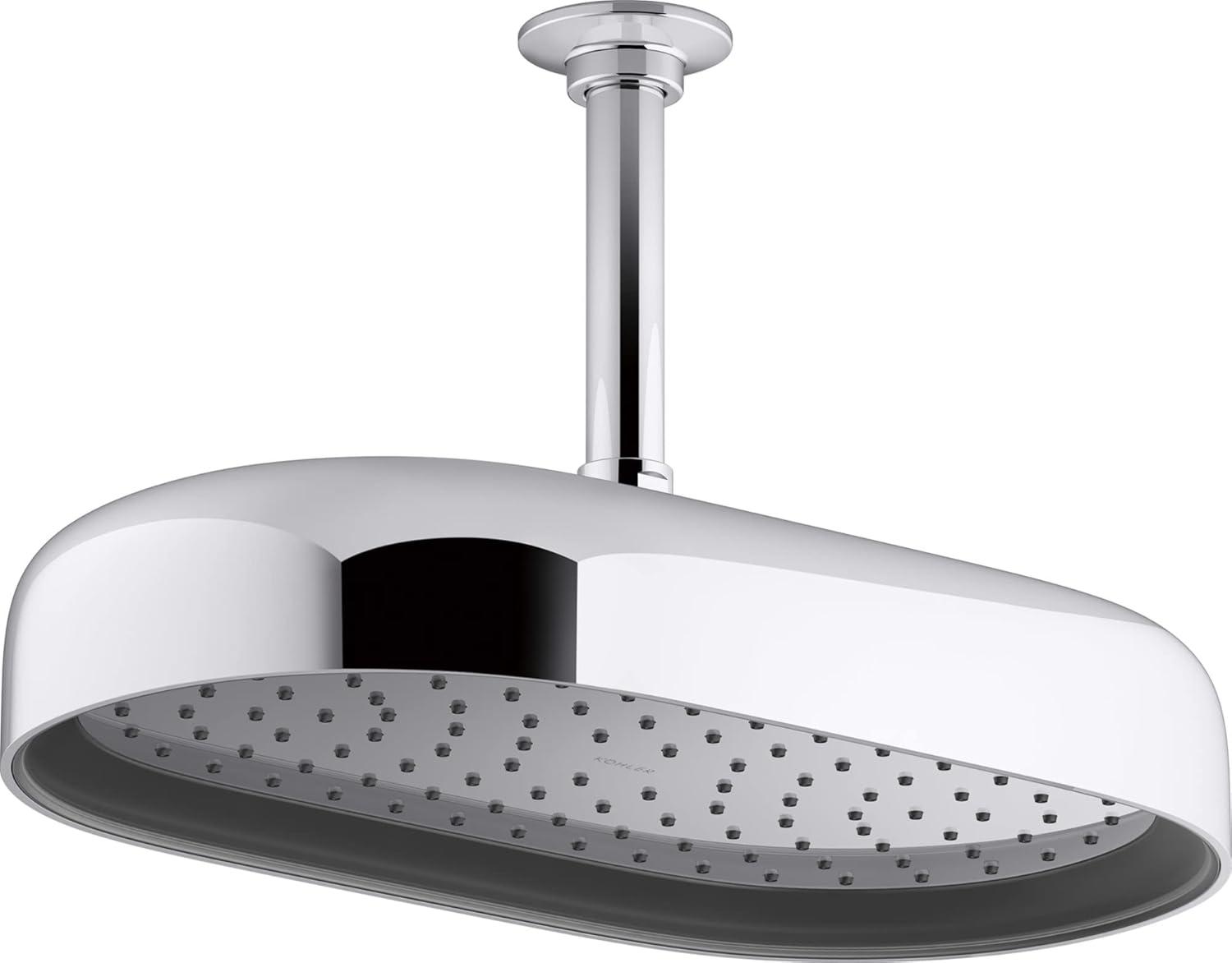 Statement 14" Single-Function Wall or Ceiling-Mount Round Rainhead, Oblong Rain Showerhead 2.5 GPM