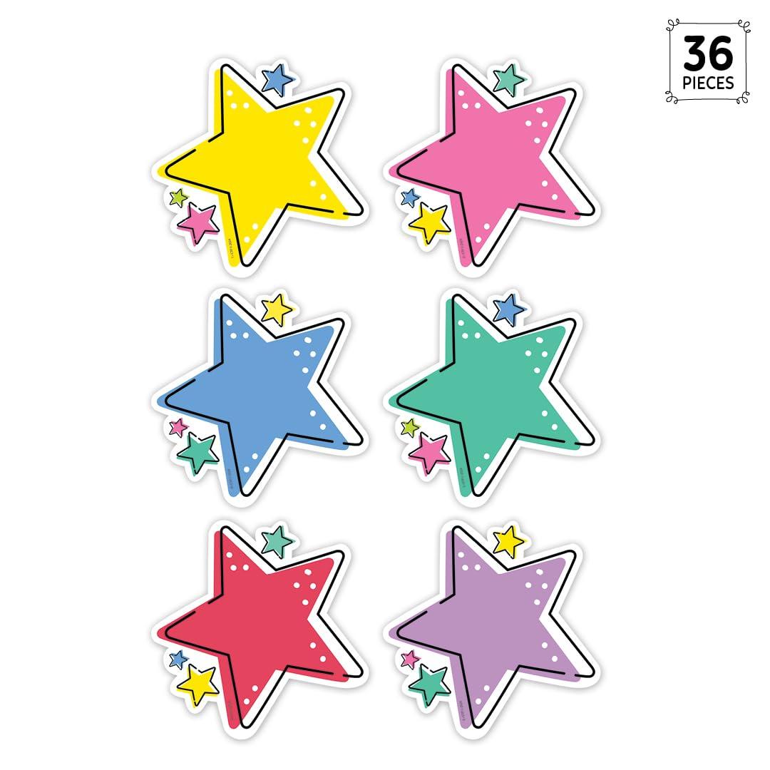Colorful 6" Designer Star Cut-Outs for Classroom Decor