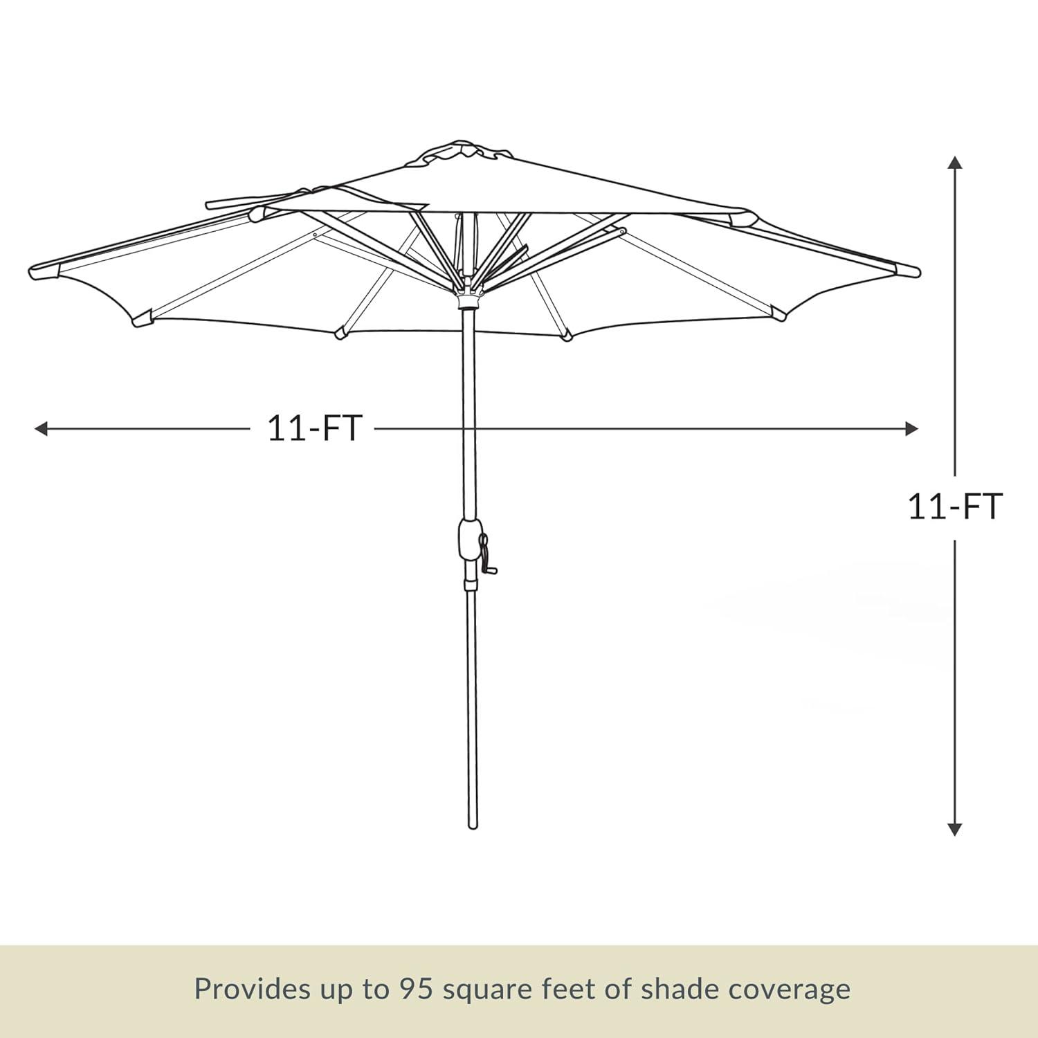 11' x 11' Calypso II Market Patio Umbrella with Solar LED Strip Lights Champagne - Island Umbrella
