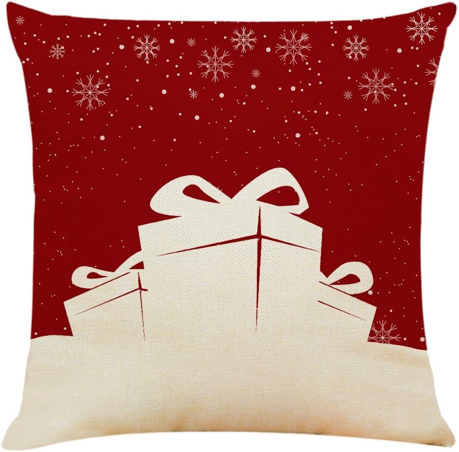 Sunnyglade 4PCS 18"x18" Christmas Throw Pillow Covers Christmas Decorative Couch Pillow Cases Cotton Linen Pillow Square Cushion Cover for Sofa, Couch, Bed and Car (Christmas A-4PCS)