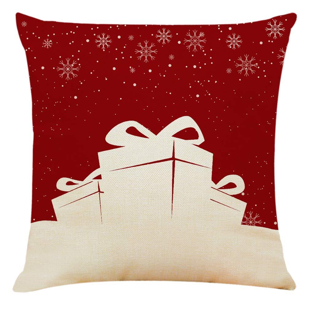 Sunnyglade 4PCS 18"x18" Christmas Throw Pillow Covers Christmas Decorative Couch Pillow Cases Cotton Linen Pillow Square Cushion Cover for Sofa, Couch, Bed and Car (Christmas A-4PCS)