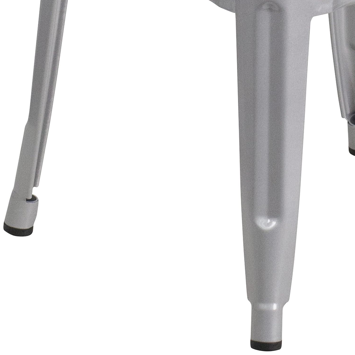 Flash Furniture Commercial Grade 30" High Backless Silver Metal Indoor-Outdoor Barstool with Square Seat