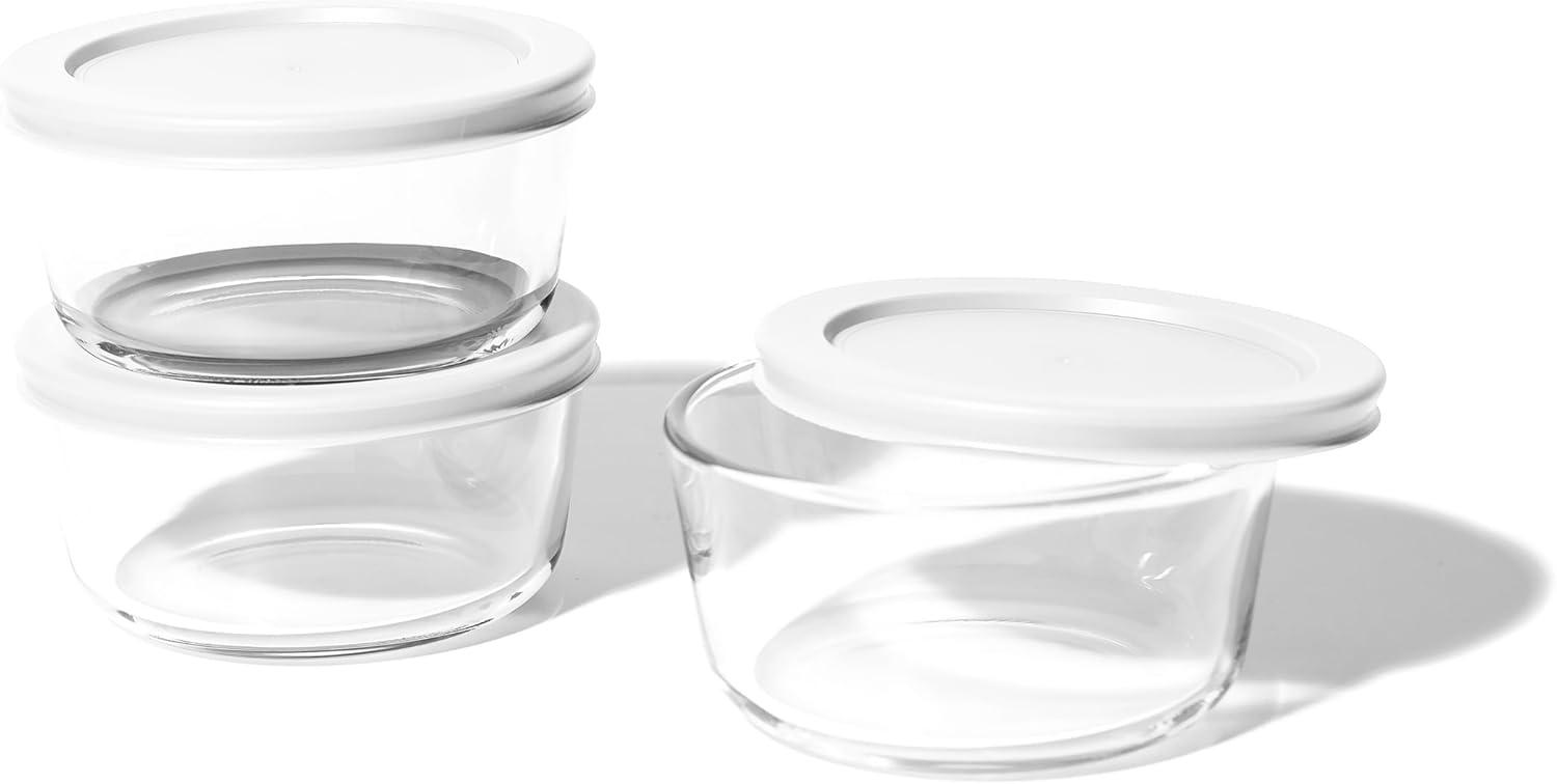Dura Culina® 8pc 1 Cup Size Glass Food Round Storage Set - White