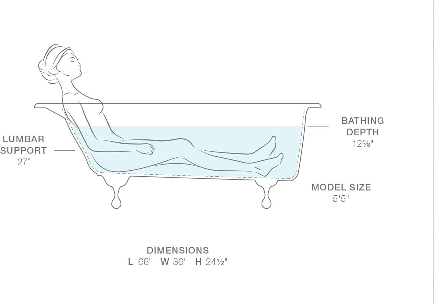 White Cast Iron Clawfoot Freestanding Bathtub with Black Feet