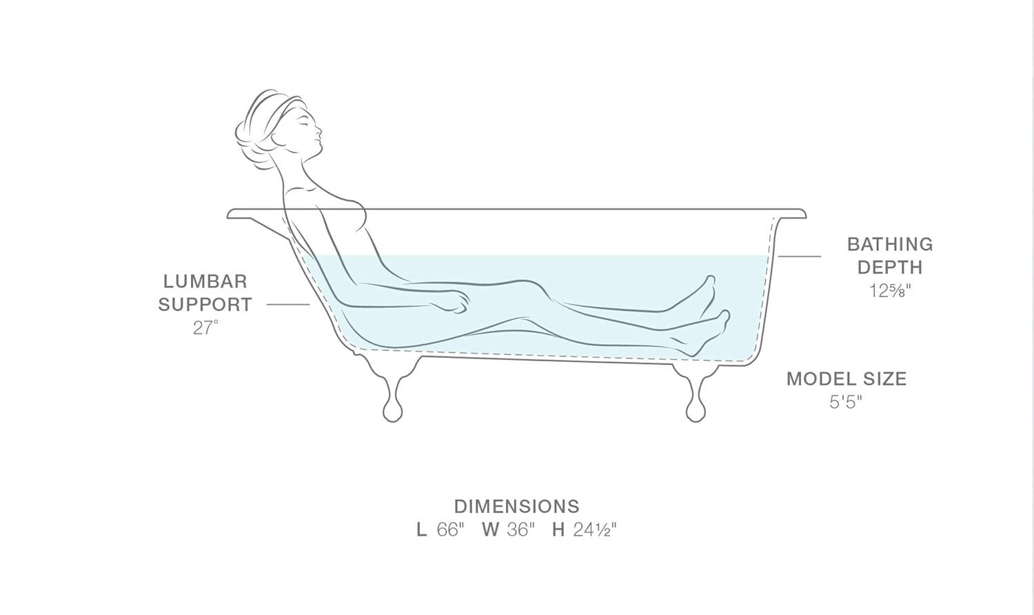 White Cast Iron Clawfoot Freestanding Bathtub with Black Feet