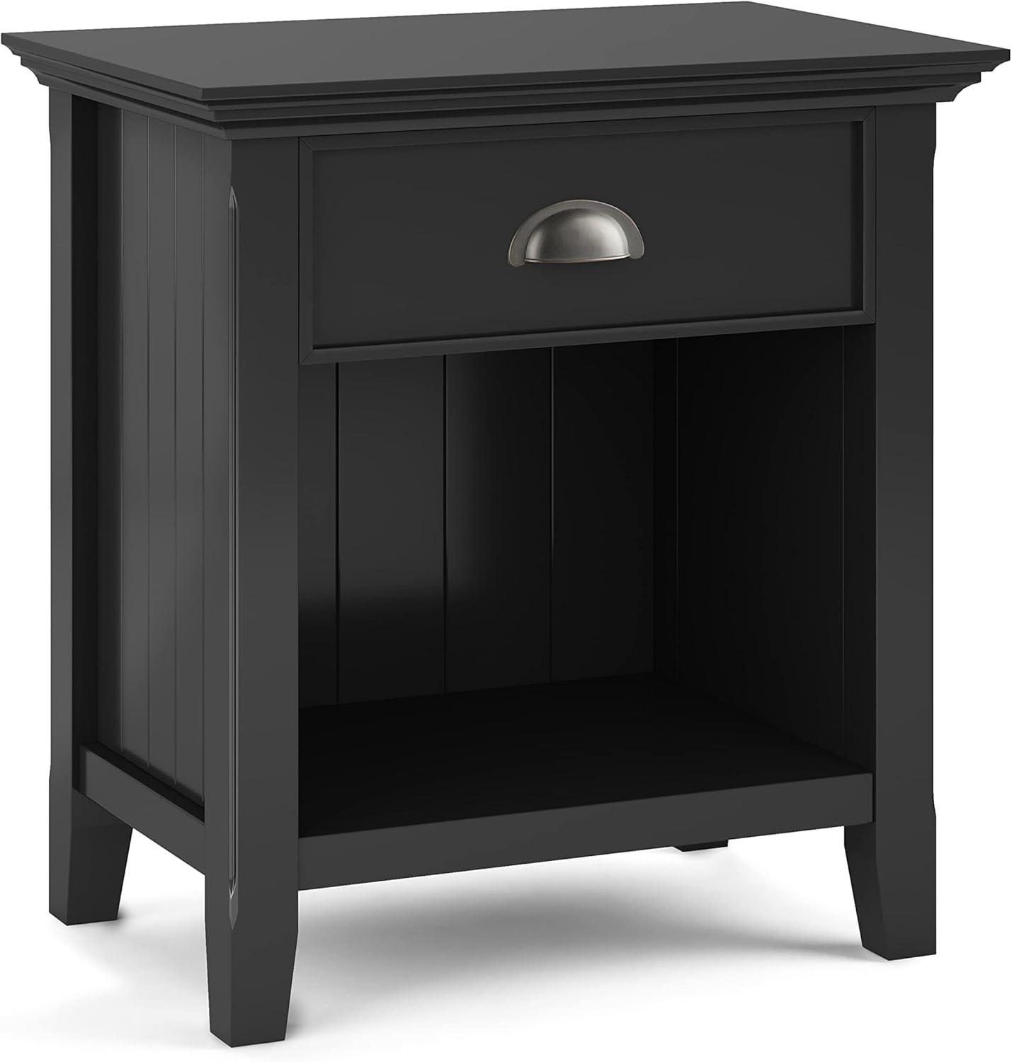 Simpli Home Acadian Solid Wood Bedside Table In Black