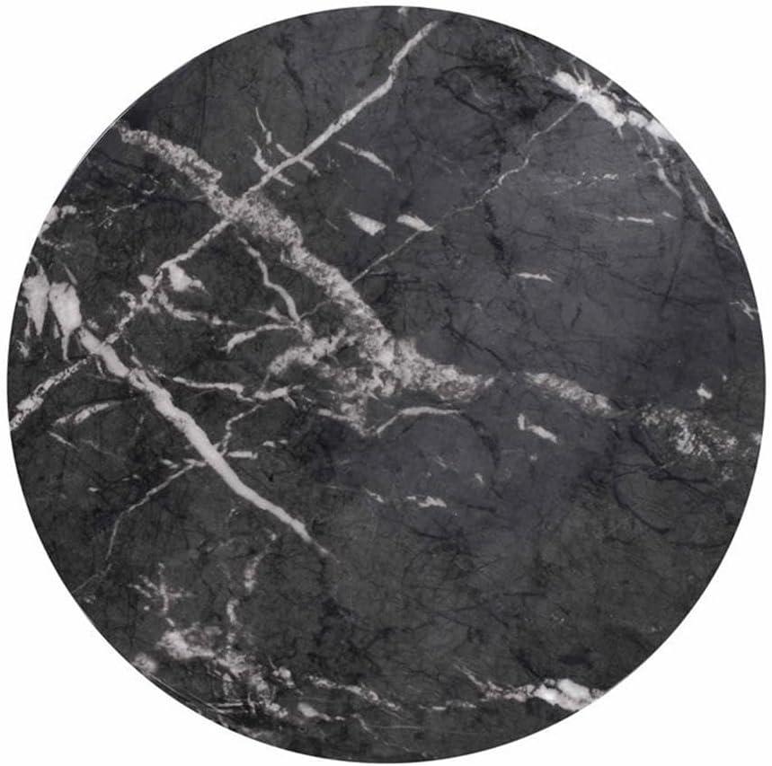 Rue 20" Black Marble Round Side Table