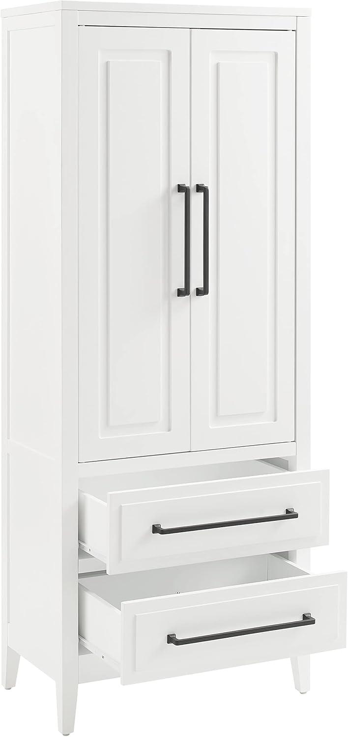 Crosley Genevieve Storage Pantry White: Modern Farmhouse Design, 2 Doors, 2 Drawers, Adjustable Shelves