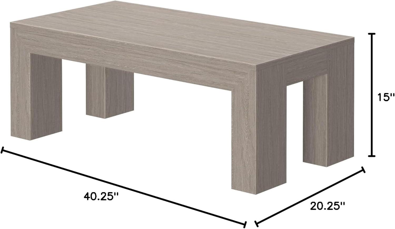 Plank+Beam Modern Rectangular Coffee Table, 40" Coffee Table for Living Room