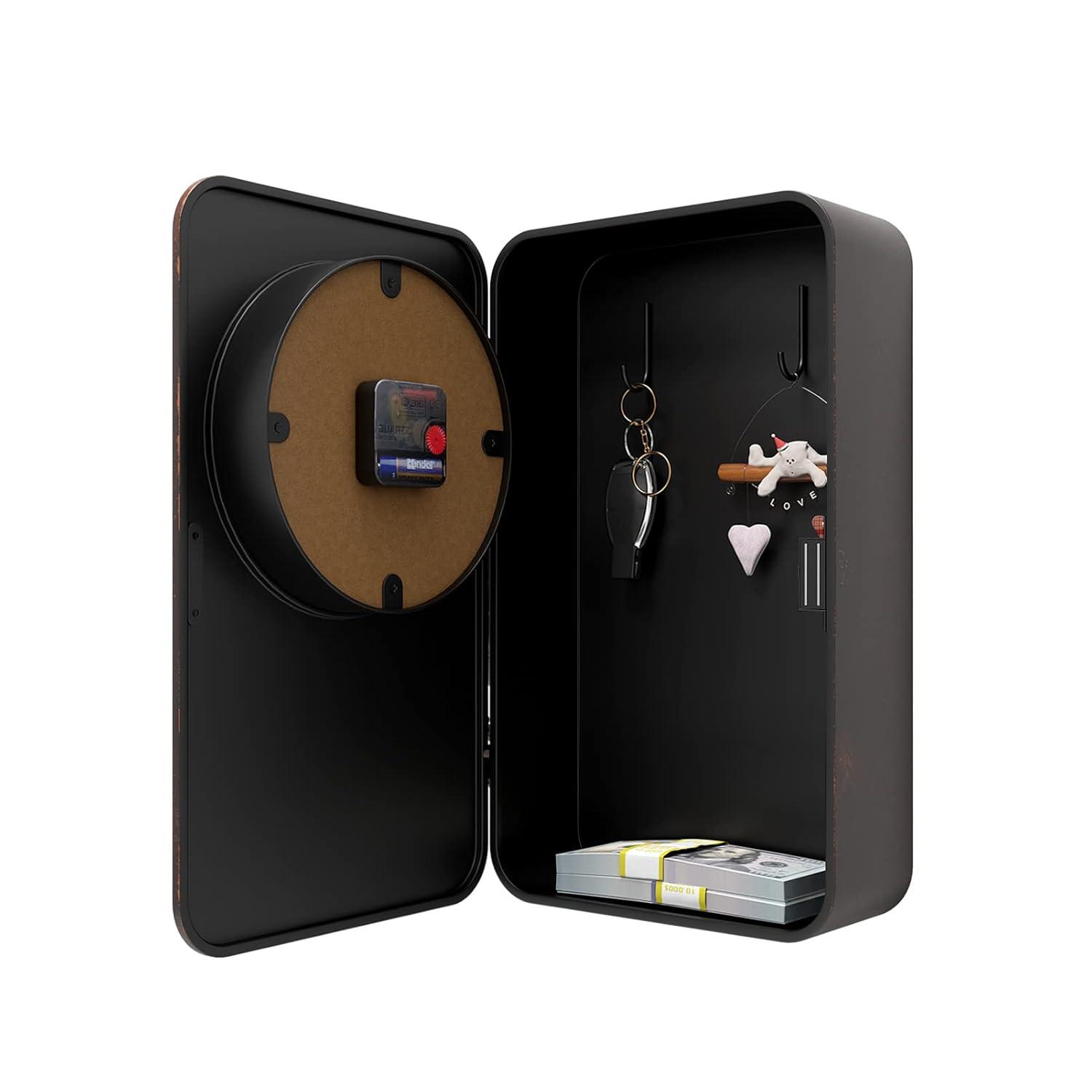 Retro Old Telephone Wall Clock with Hidden Safe, Battery Operated Quartz Metal Wall Clocks, Large Rectangular Vintage Decor Clocks, for Farmhouse, Living Room(16" H x 12" W x 4" D)