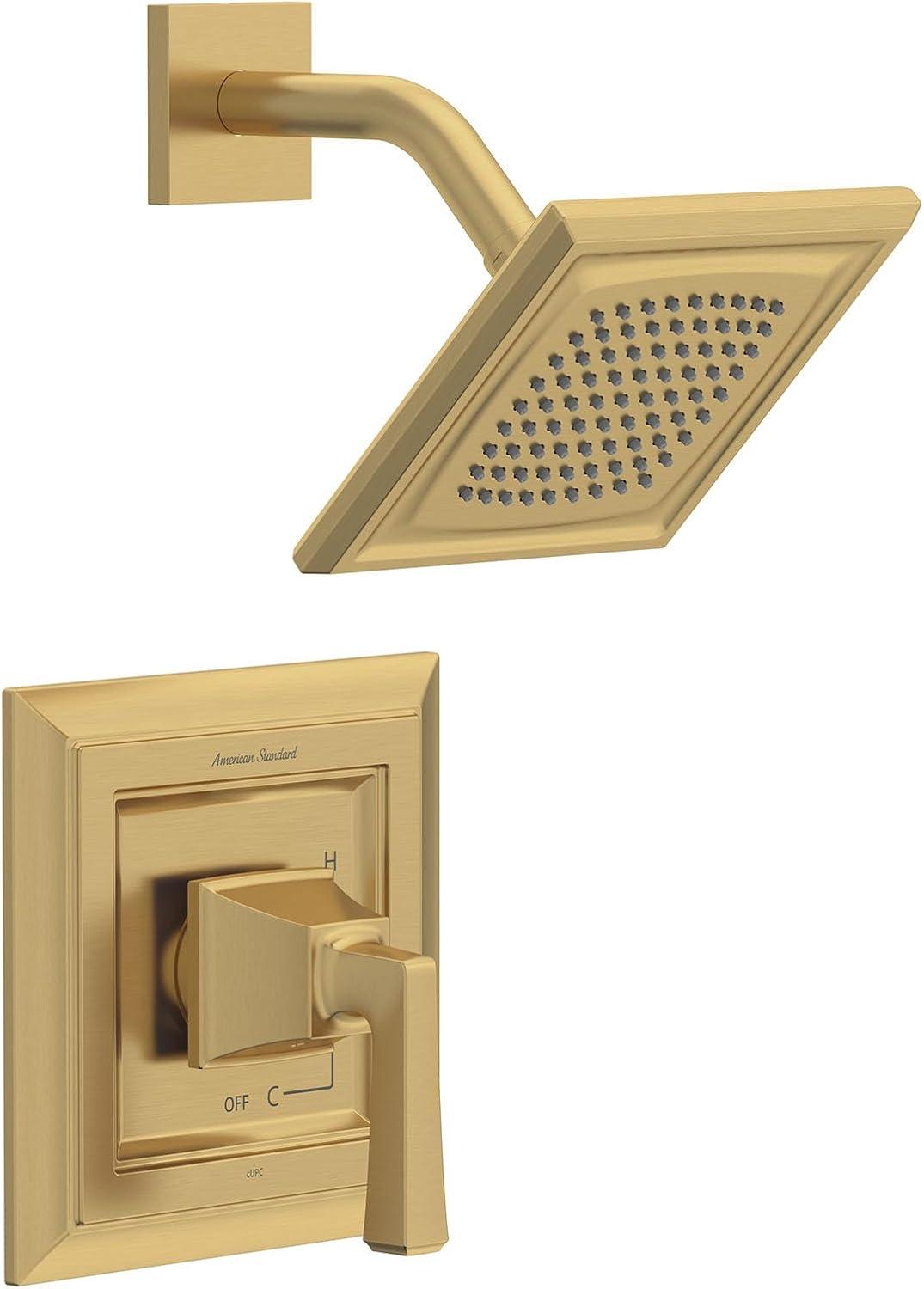 Gold Wall Mounted Rain Shower Trim Kit with Lever Handle