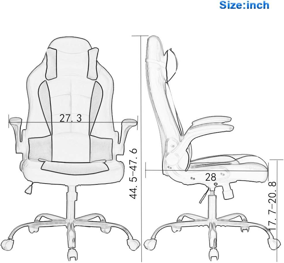 FDW PC Gaming Chair Ergonomic Office Chair Desk Chair with Lumbar Support Flip Up Arms Headrest PU Leather Executive High Back Computer Chair