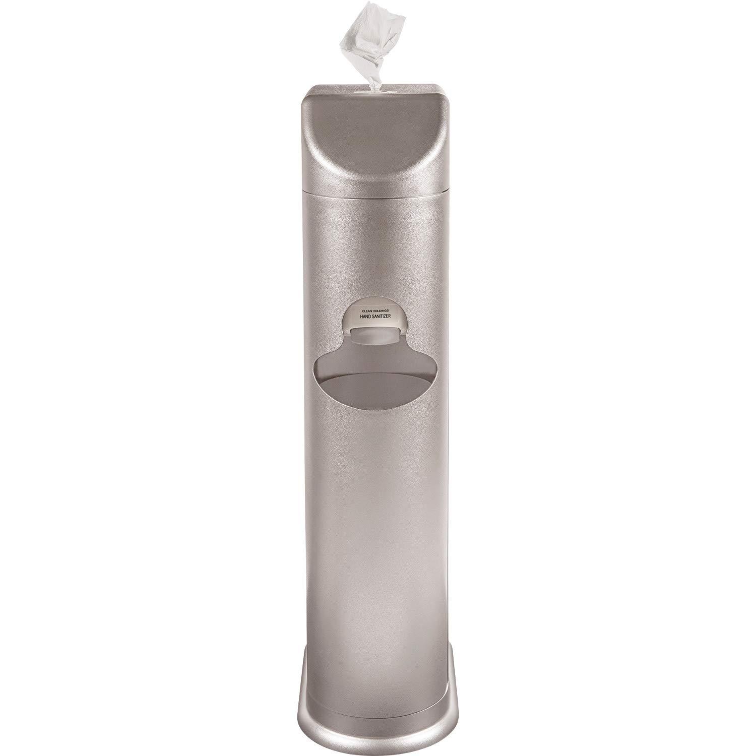 Silver All-in-One Cleaning Station with Wipes and Gel Dispensers