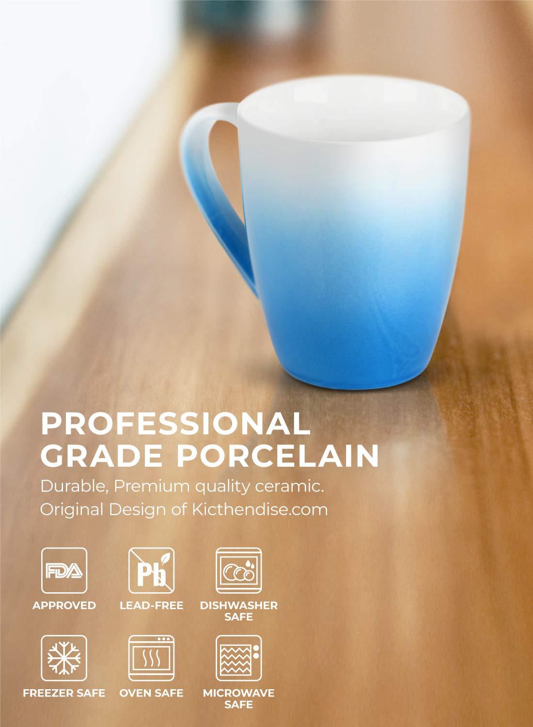 Coffee Mugs Set of 6 - 16 Oz Large Coffee Mugs for Tea, Coffee, Hot Chocolate - Ombre Mugs Assorted Colors, Safe for Microwave and Dishwasher