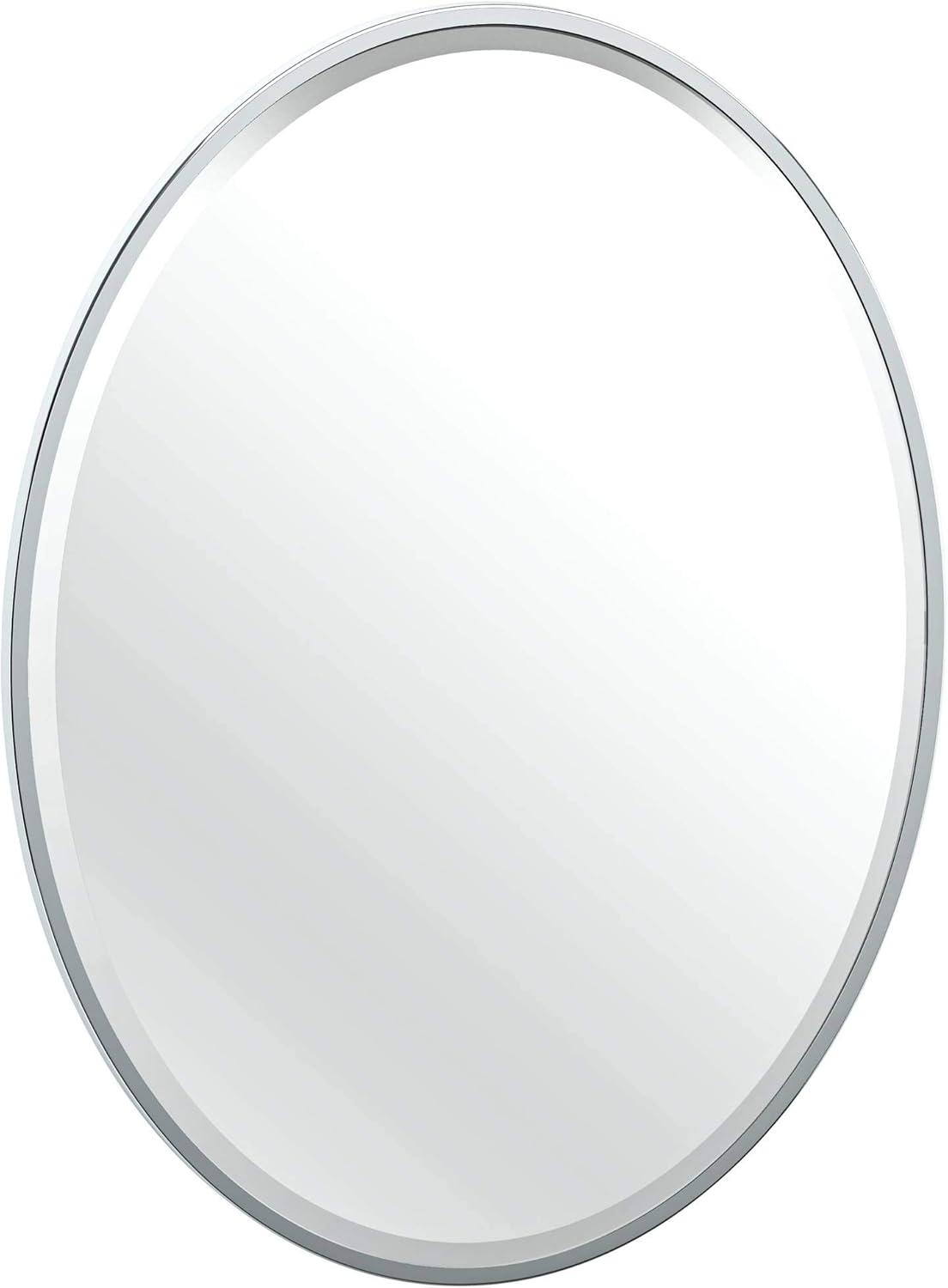 Flush Mount Framed Bathroom Vanity Mirror | Beveled Oval Framed Wall Mirror