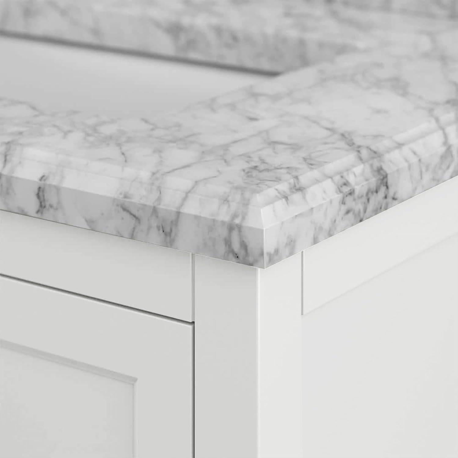 Furniture of America Freya 37" White Single Bathroom Vanity with White Carrera Marble Top and Undermount Sink