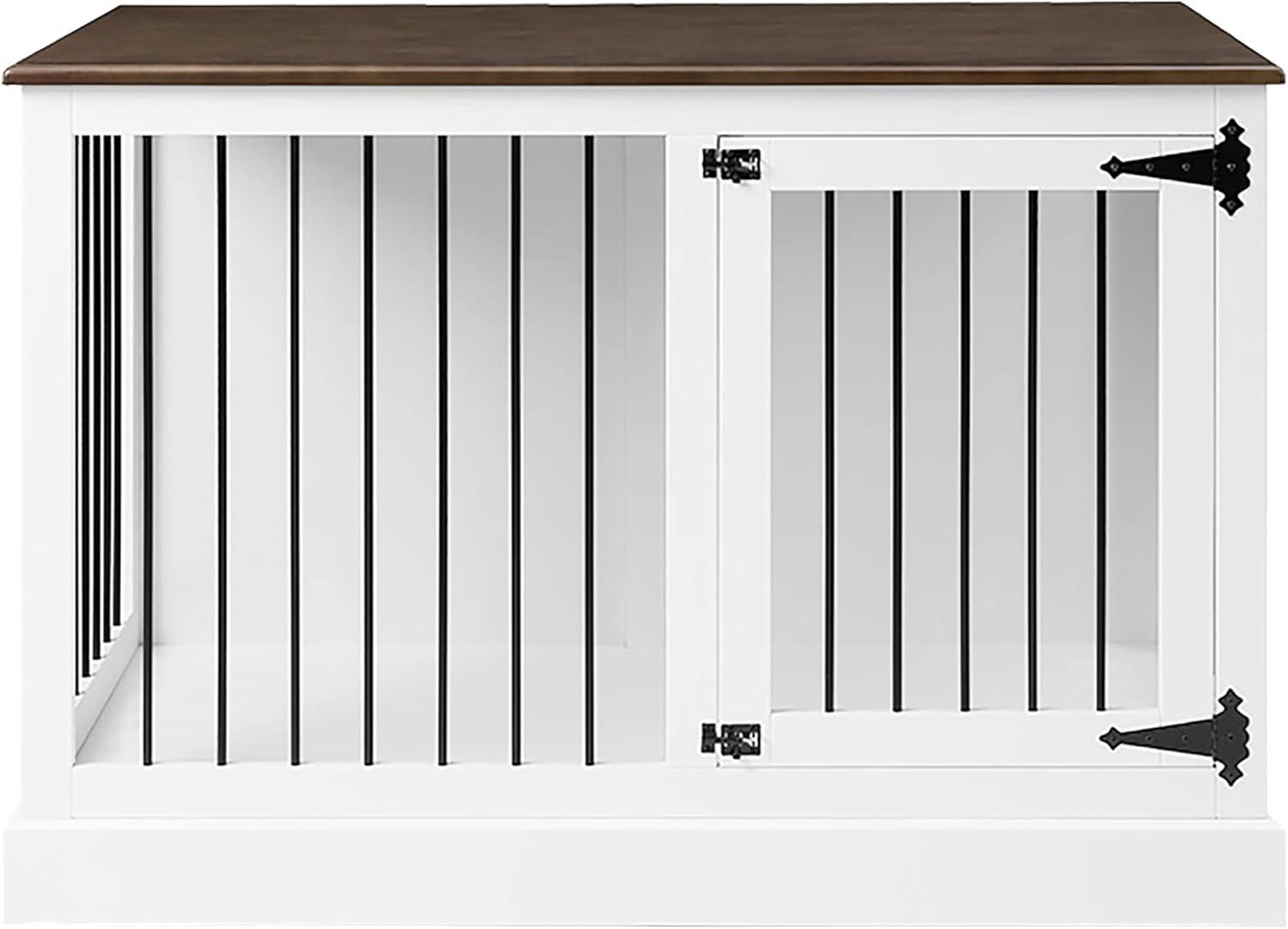 Winslow Small Credenza Dog Crate White/Dark Brown