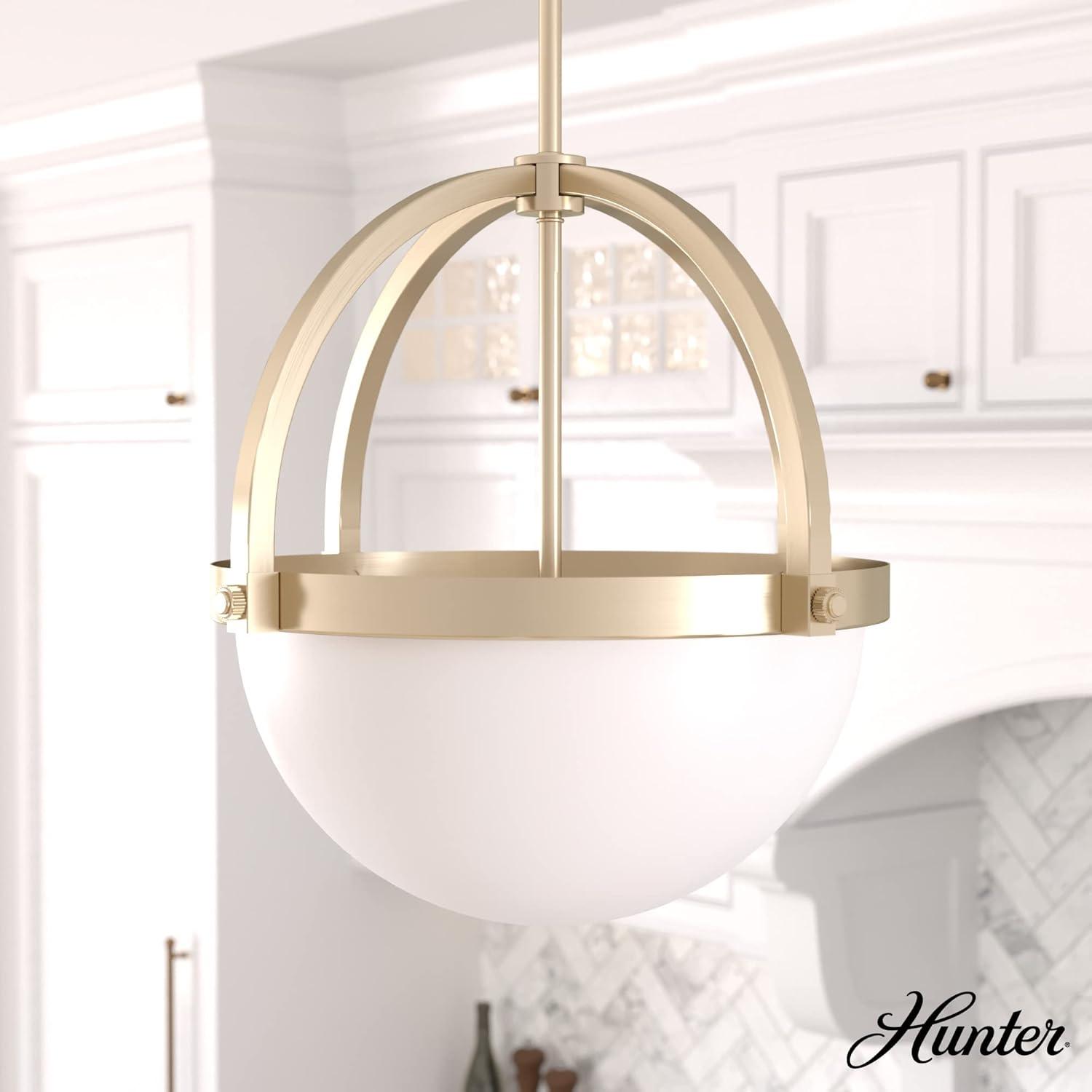 Hunter Wedgefield Alturas Gold with Frosted Cased White Glass 3 Light Pendant Ceiling Light Fixture