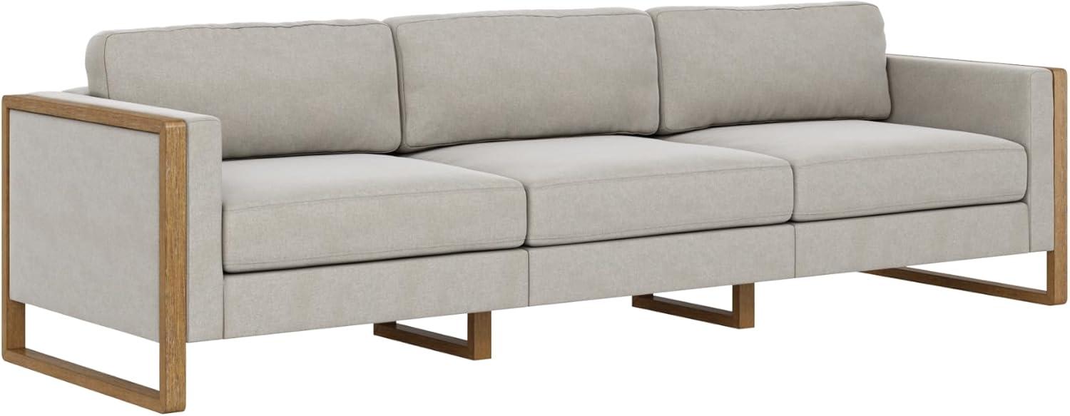 Nathan James Madison Modern 3-Seater Sofa, Upholstered Modular Sofa or Couch for Living Room with Solid Wood Legs, Sand/Light Brown