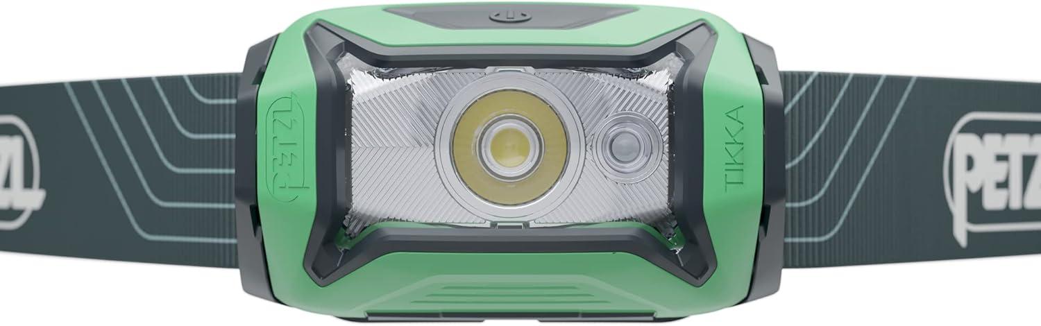 PETZL Tikka Headlamp - Compact 350 Lumen Light with Red Lighting, for Hiking, Climbing, Running, and Camping - Green