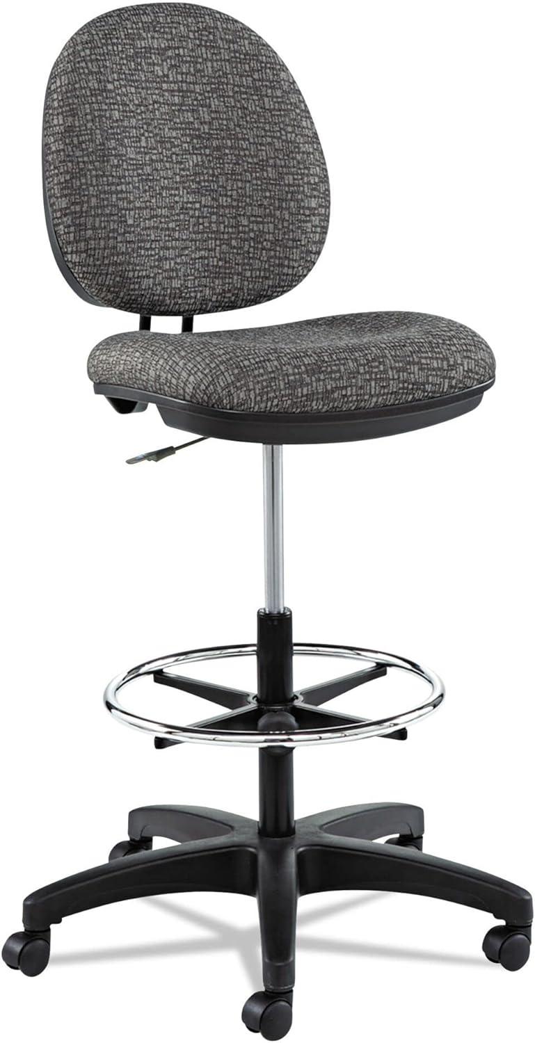 Graphite Gray Fabric Swivel Task Stool with Adjustable Footring