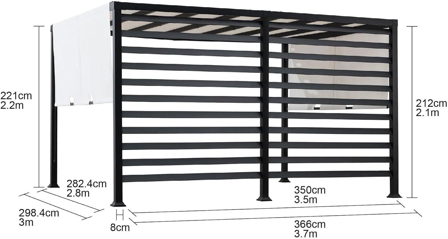 Sunjoy Sunjoy Outdoor Pergola 10 x 12 ft. Steel Pergolas with White Adjustable Shade and Privacy Screen for Backyard