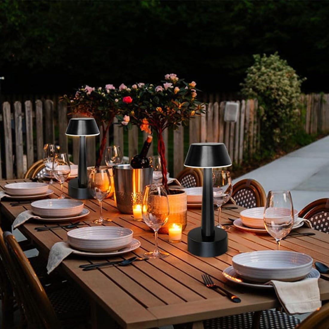 Egobasic Cordless Table Lamps, Modern Rechargeable Battery LED Desk Touch Night Light, 11.8" Metal Minimalist Small Portable Lamps for Dinner Coffee Table Restaurant Bedroom Bar Hotel, Gold