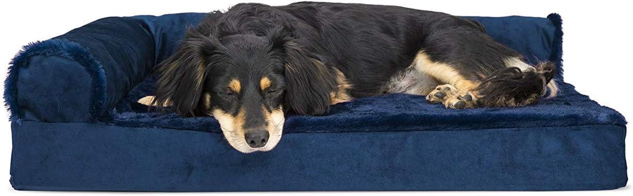 FurHaven Plush & Velvet Deluxe L-Chaise Orthopedic Pet Bed