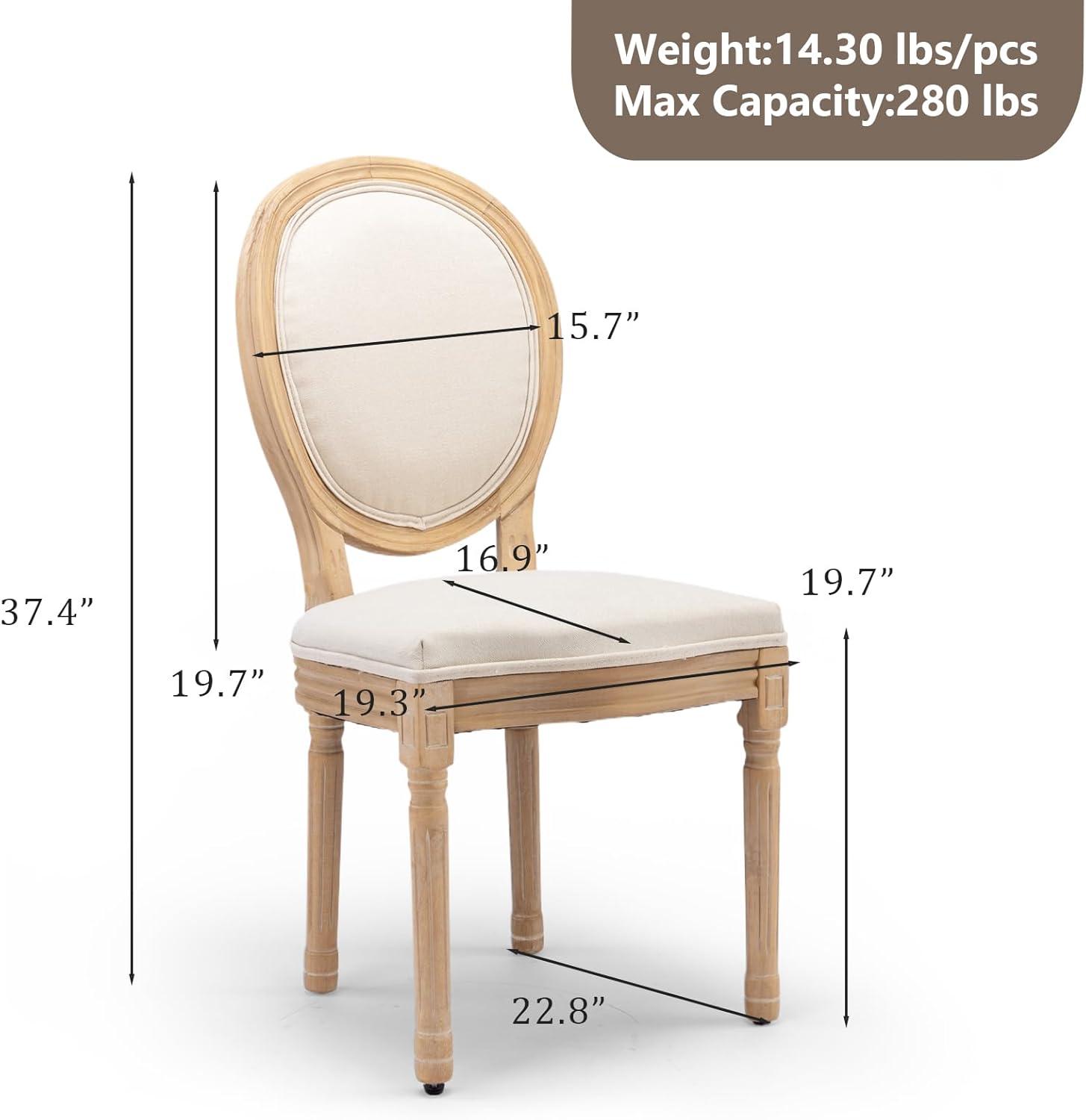 SoarFlash French Dining Chairs Set of 6, Vantage Dining Chair with Round Back, Farmhouse Country Dining Chair for Kitchen,Bedroom,Beige
