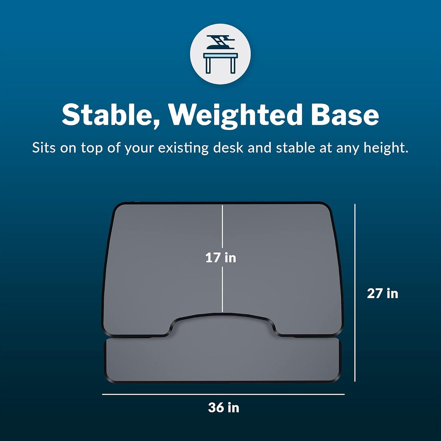 Vari 36" VariDesk Essential Two-Tier Height Adjustable Standing Desk Converter & Monitor Riser, Black