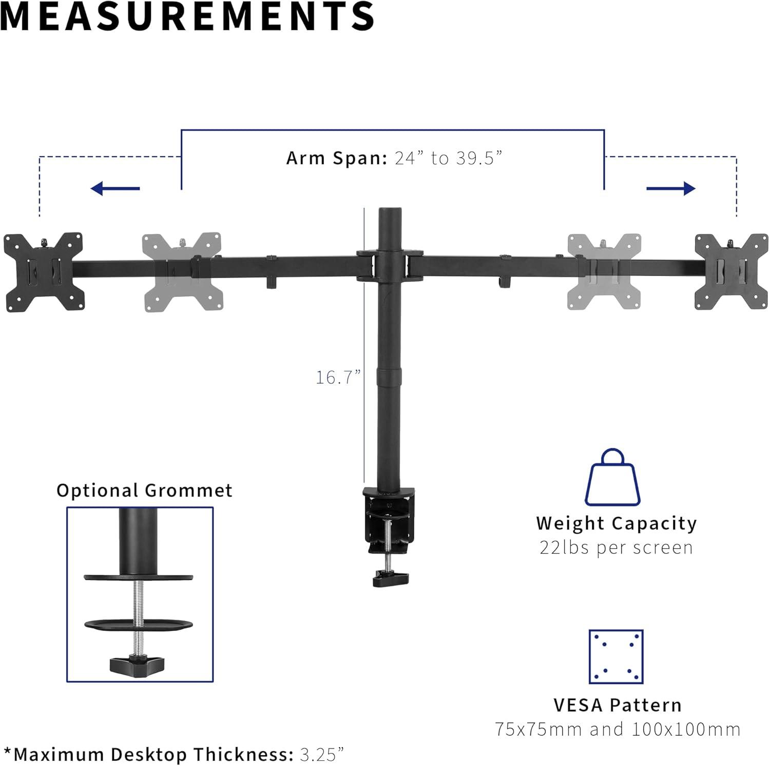 Telescoping Dual Monitor Desk Mount