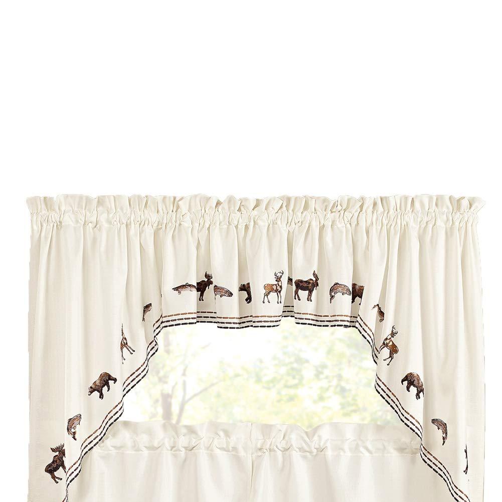 Lodge Embroidered Off-White Cotton Rod Pocket Valance
