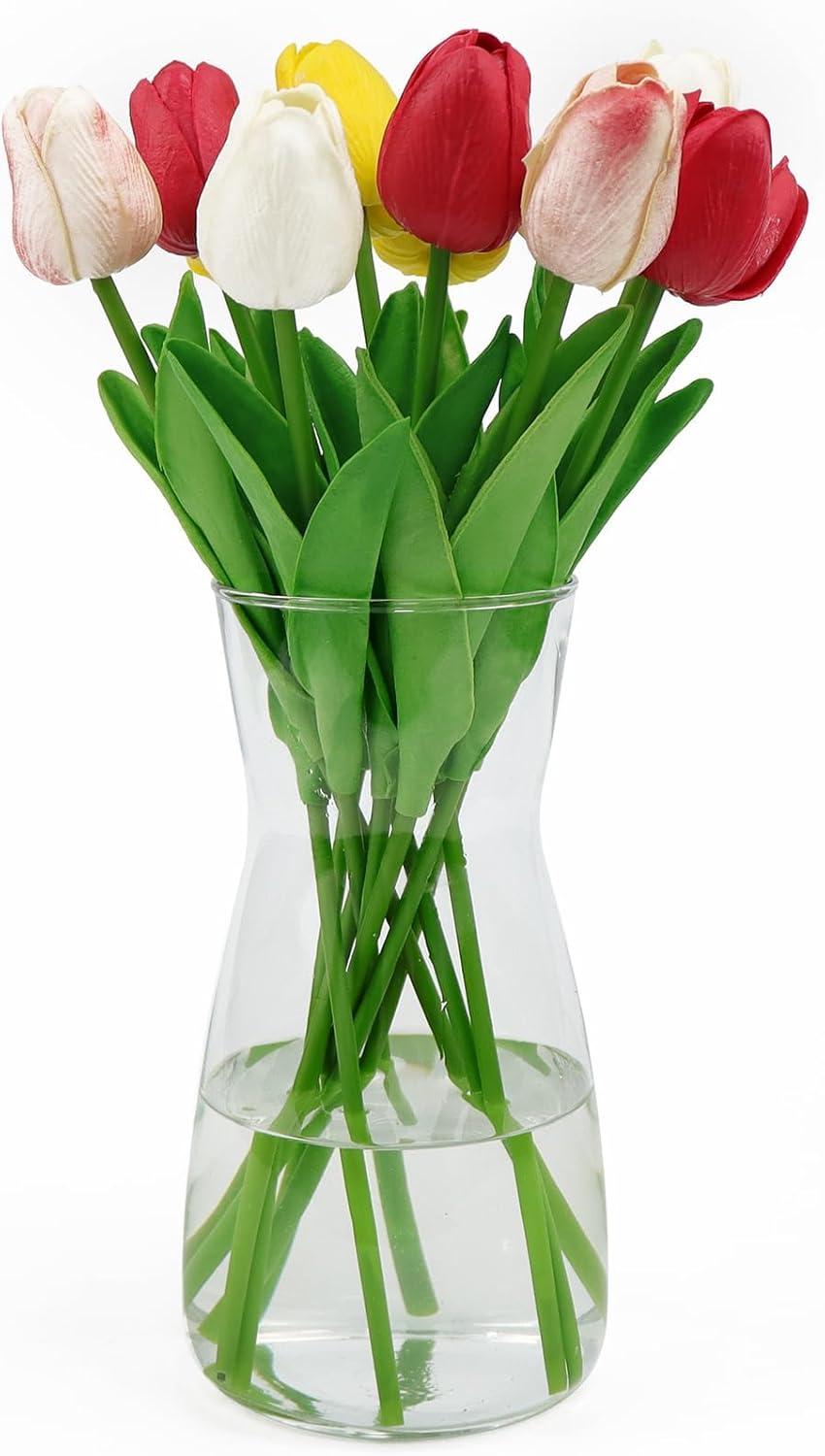 Clear 8-Inch Glass Bottle Vase for Bouquets