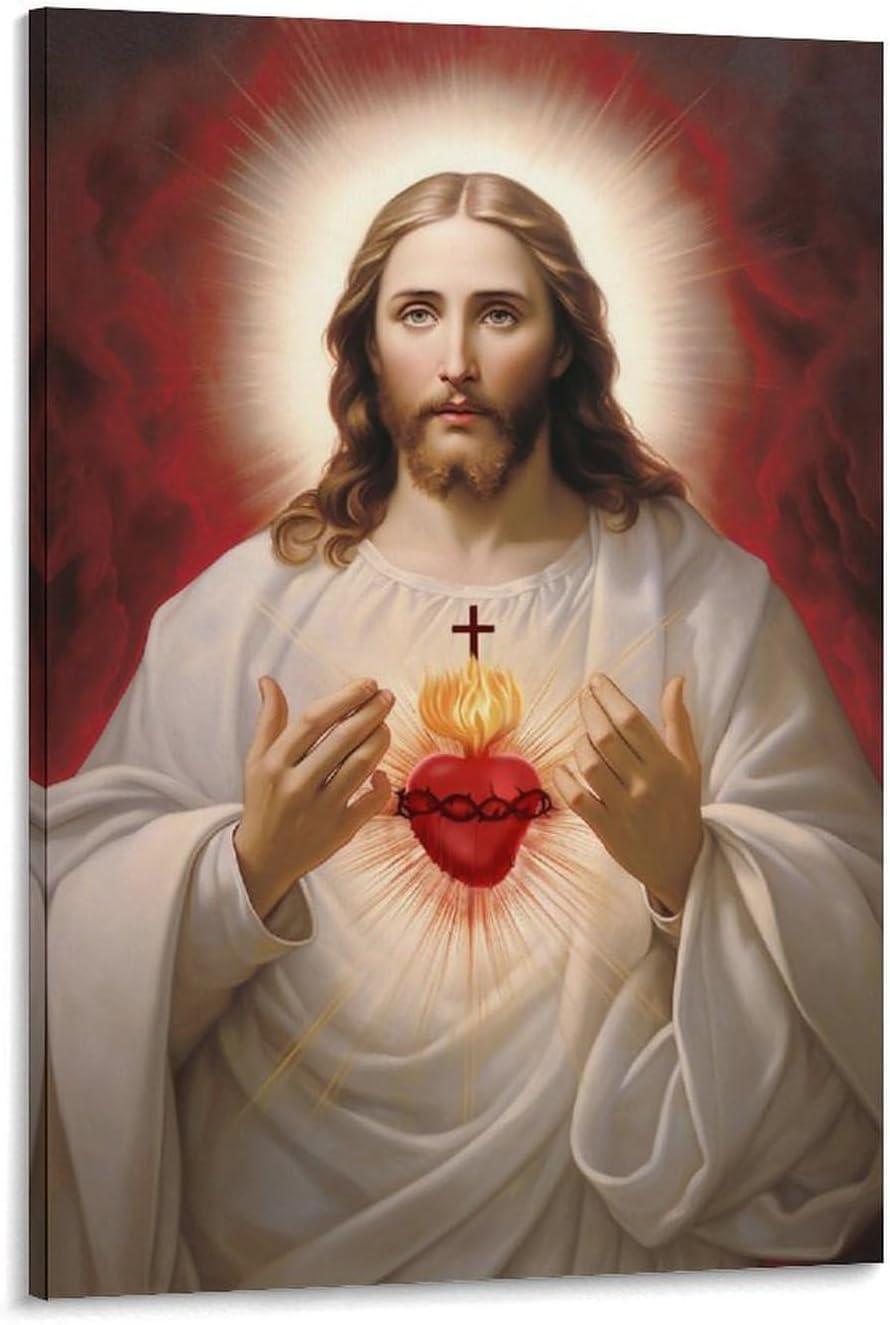 Sacred Heart of Jesus Religious Canvas Wall Art