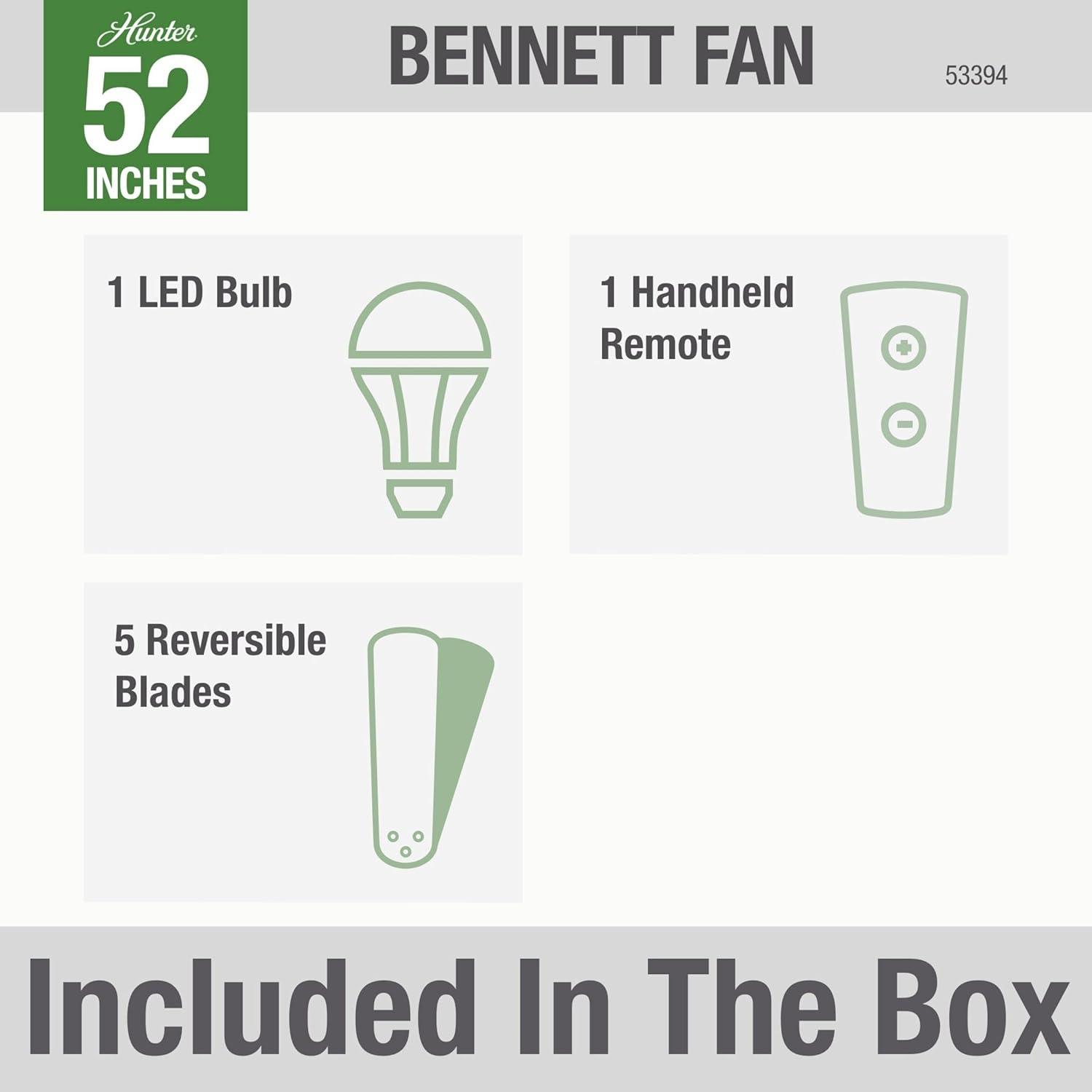 52" Bennett 5 - Blade Flush Mount Ceiling Fan with Lights and Remote