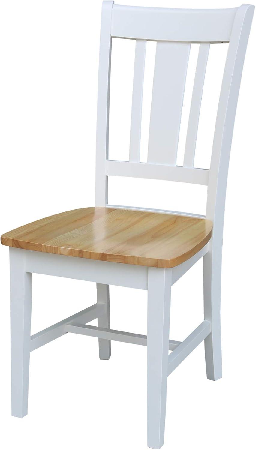 Set of 2 San Remo Splatback Dining Chairs White/Natural - International Concepts: Hardwood Frame, Armless Design