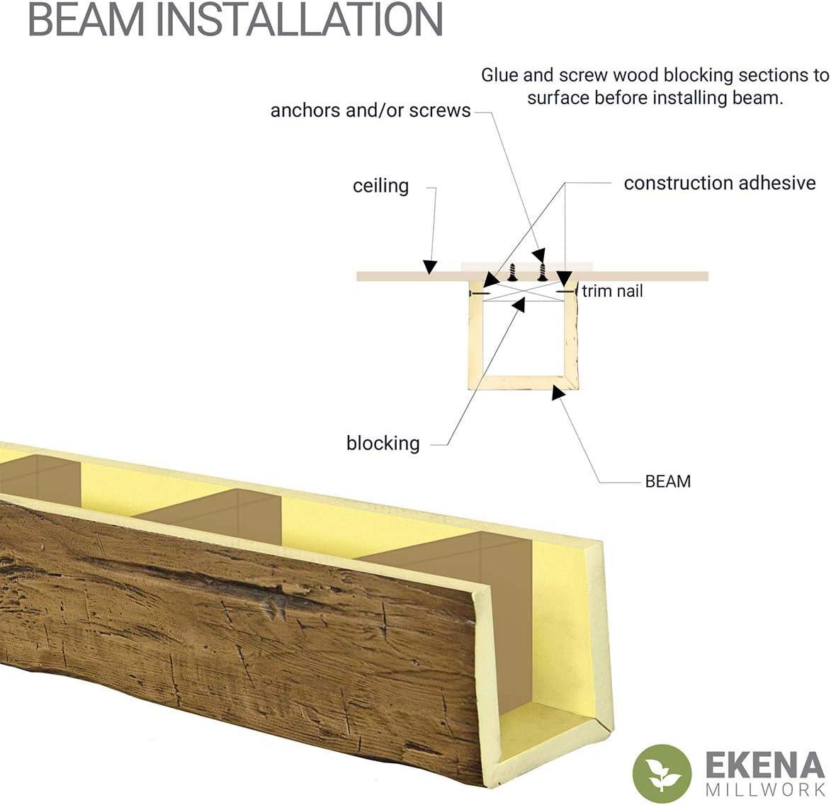 Ekena Millwork Hand Hewn Timberthane Faux Wood 3-Sided Ceiling Beam (U-beam)