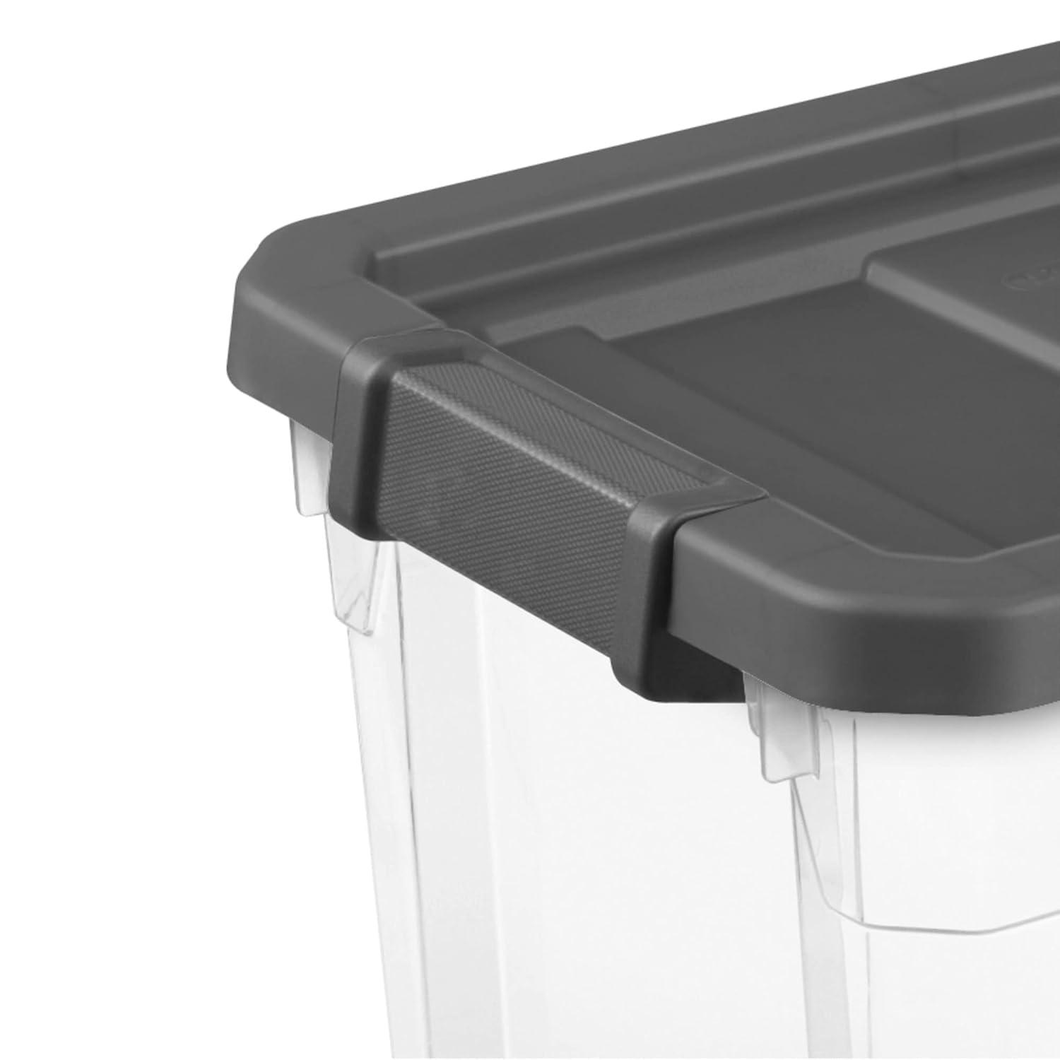 Flat Gray and Clear 30 Quart Stackable Storage Box