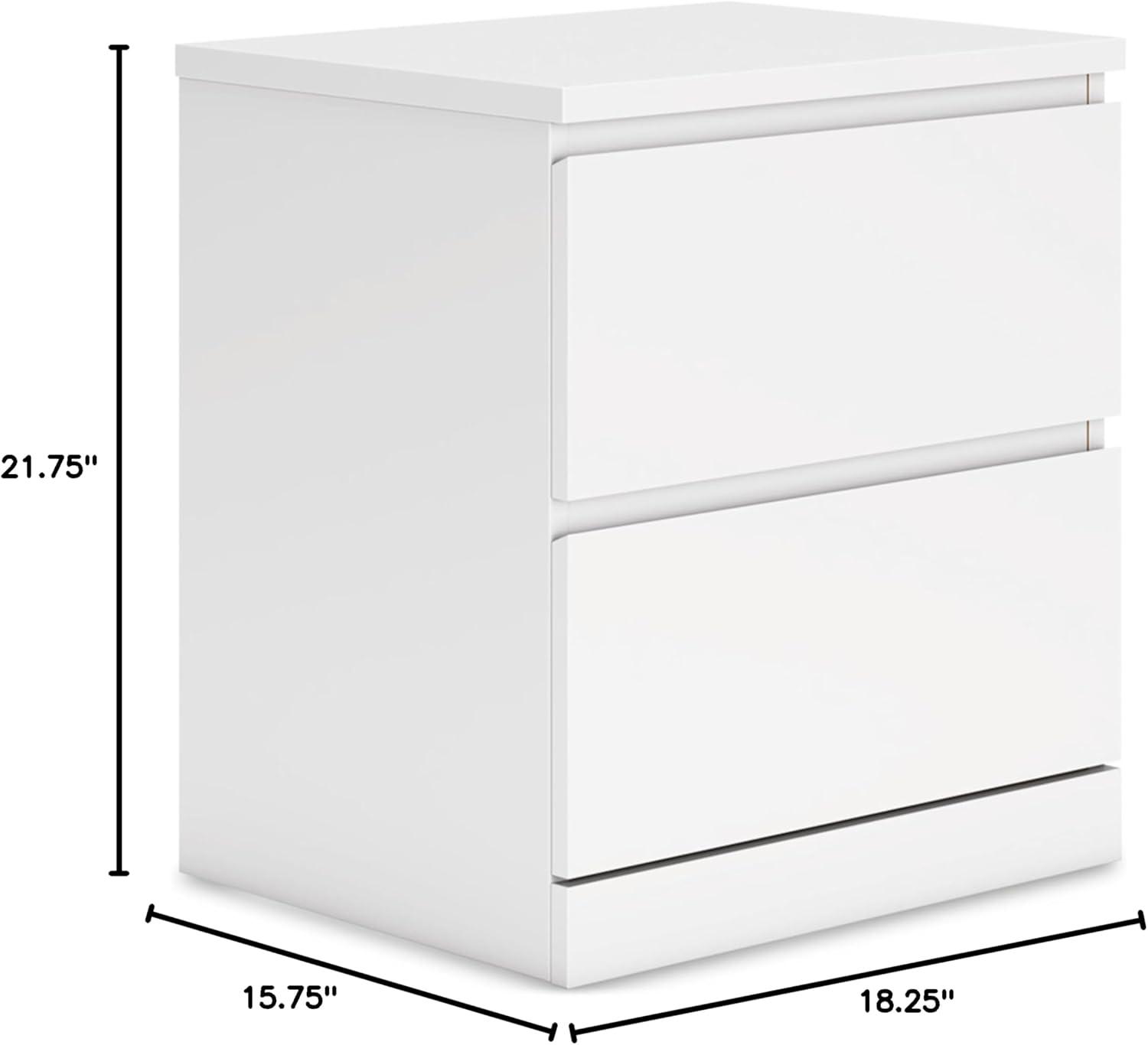 White Modern 2-Drawer Nightstand with Sleek Design