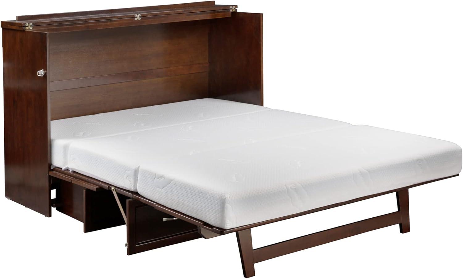 Queen Deerfield Murphy Bed Chest with Charging Station Walnut - AFI: Space-Saving Design, No Box Spring Needed