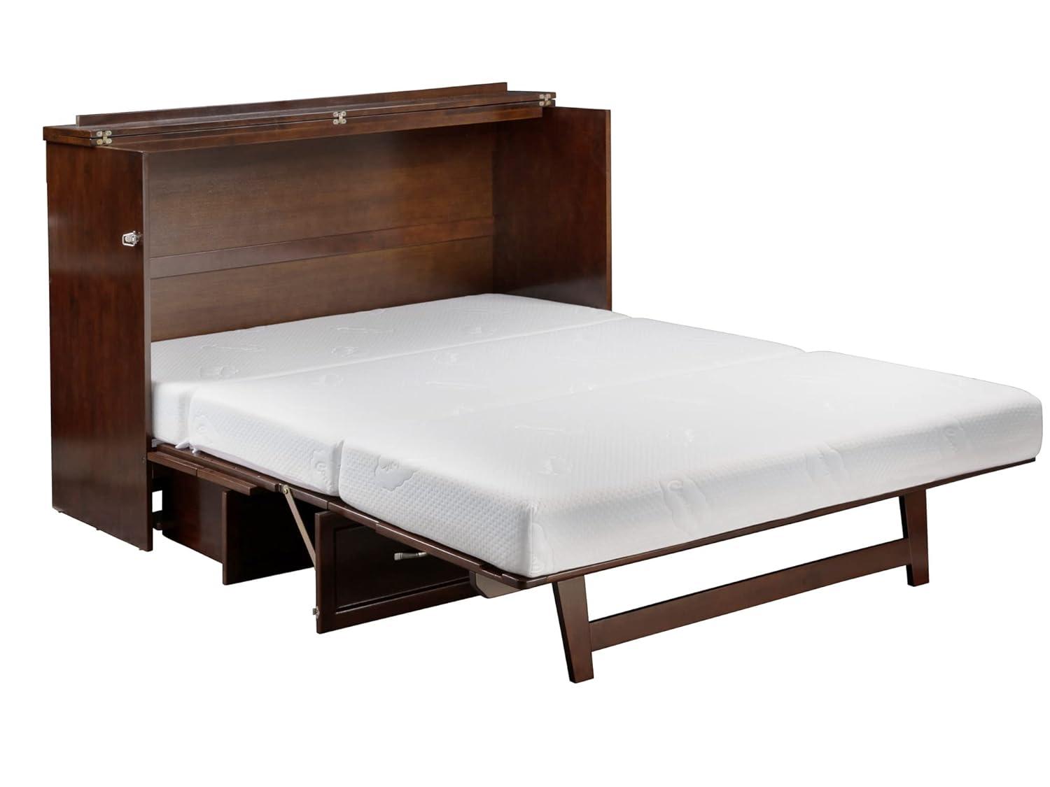 Queen Deerfield Murphy Bed Chest with Charging Station Walnut - AFI: Space-Saving Design, No Box Spring Needed