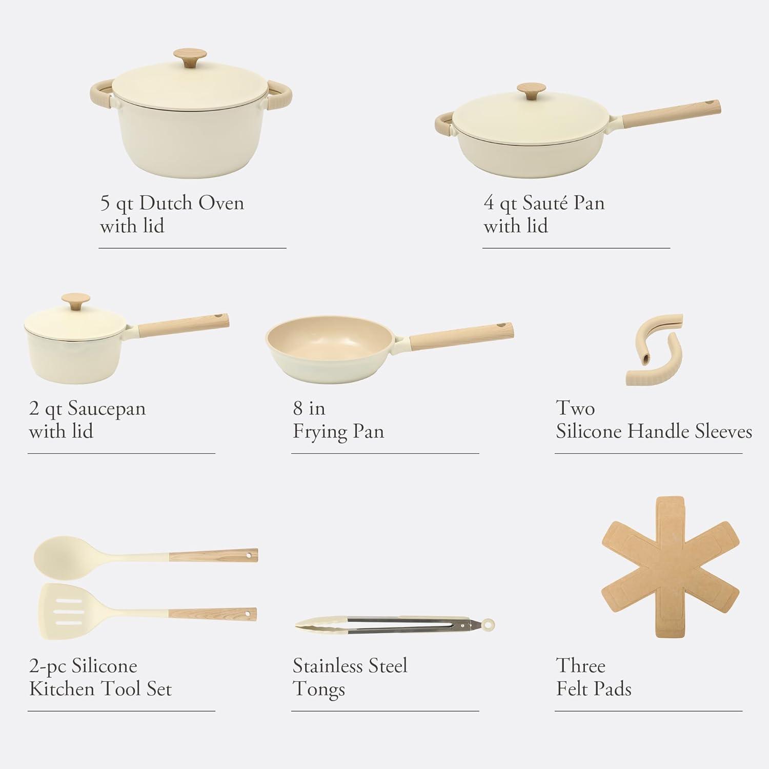 Gibson Elite Folkstone 13 Piece Pots and Pans Durable Cast Aluminum PFA Free Non stick Ceramic Cookware Set