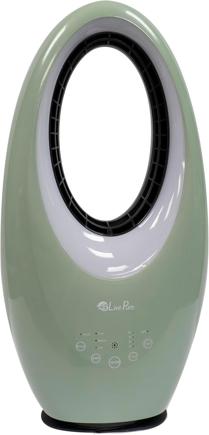 LivePure Bladeless Auto-Duster, Oscillating Fan w/Filter, Air Circulator, Sage