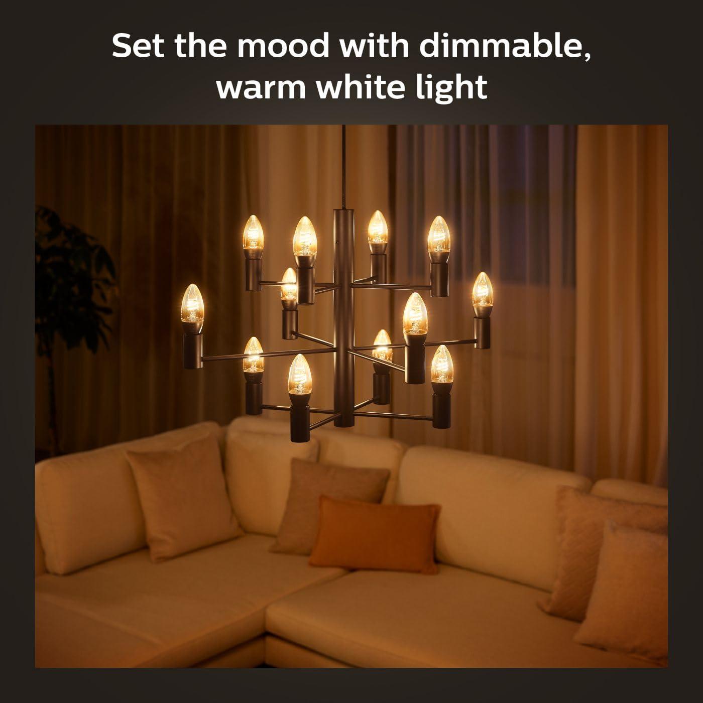 Philips Hue White Filament E12 Candle Bulb 40-Watts