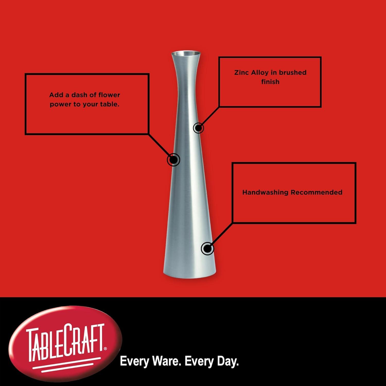 Sleek Silver Metal Round Flower Vase, 8-Inch