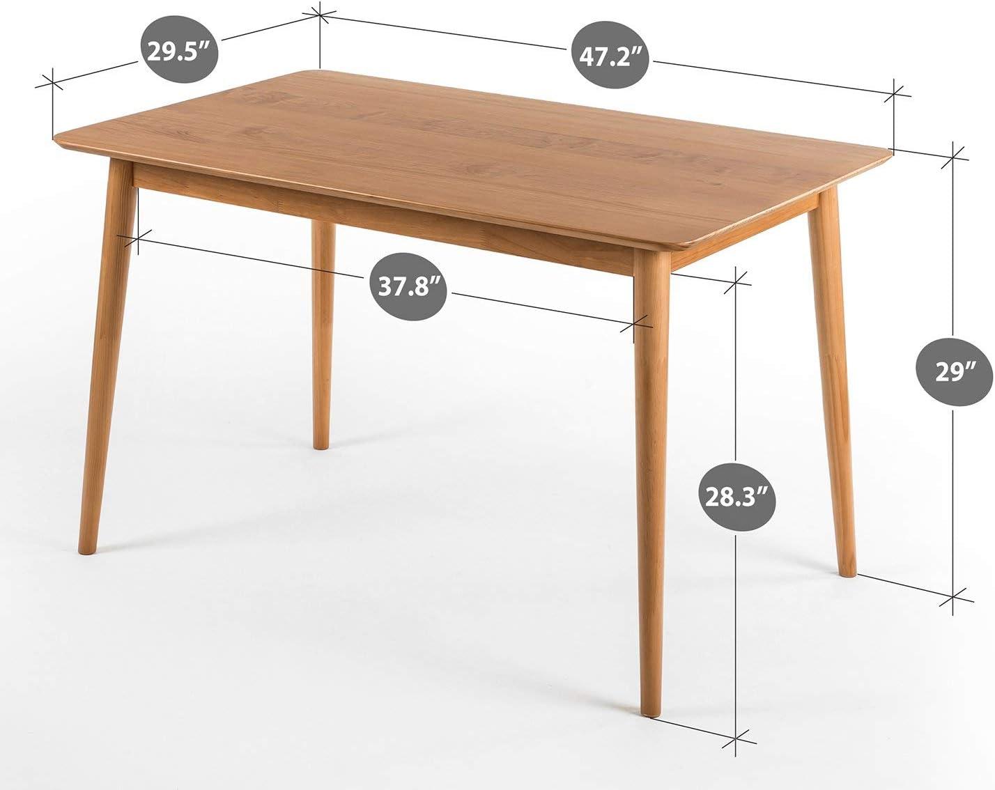 Natural Brown Mid-Century Modern Solid Wood Dining Table