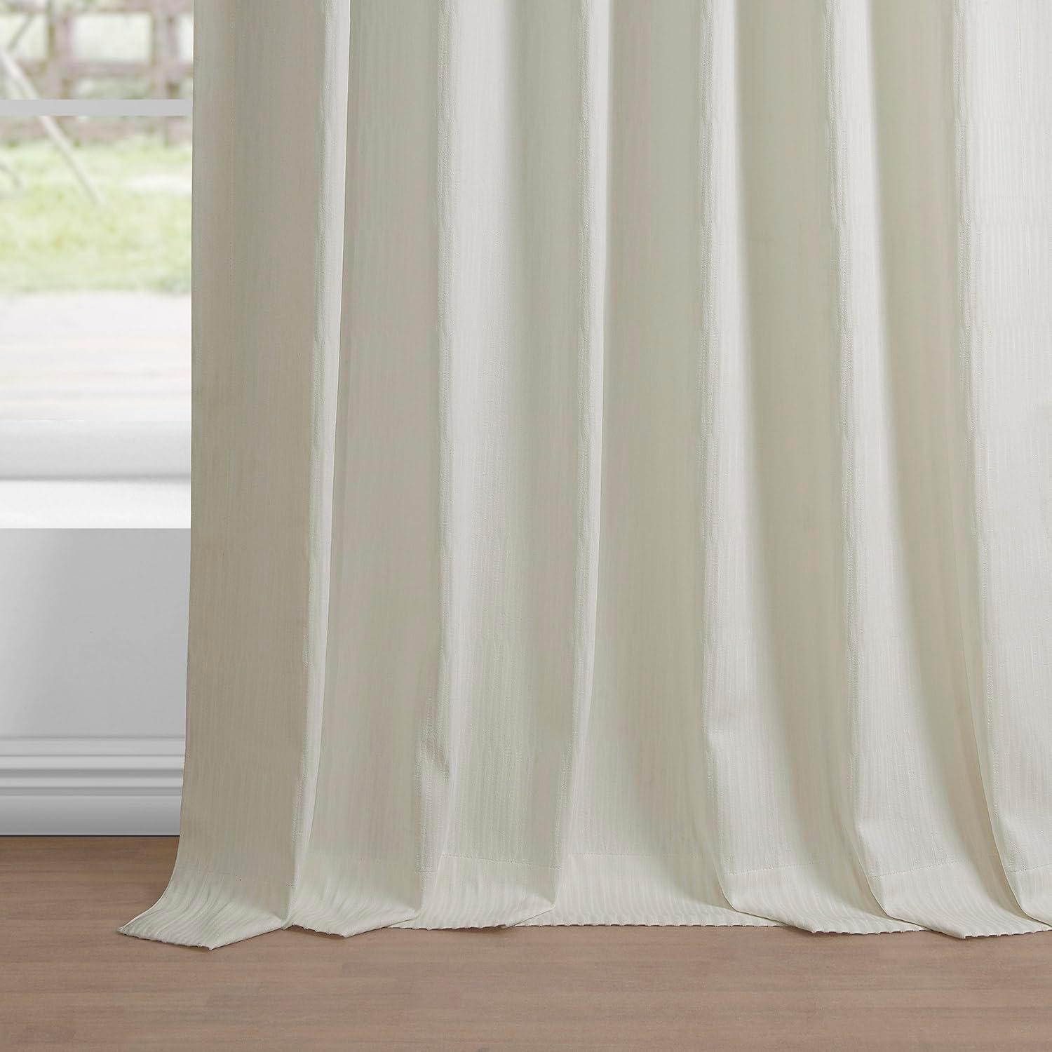 HPD Half Price Drapes Lounge Embossed Velvet Curtains 108 Inches Long Room Darkening Curtain for Bedroom and Living Room (1 Panel), 50W x 108L, Ivory