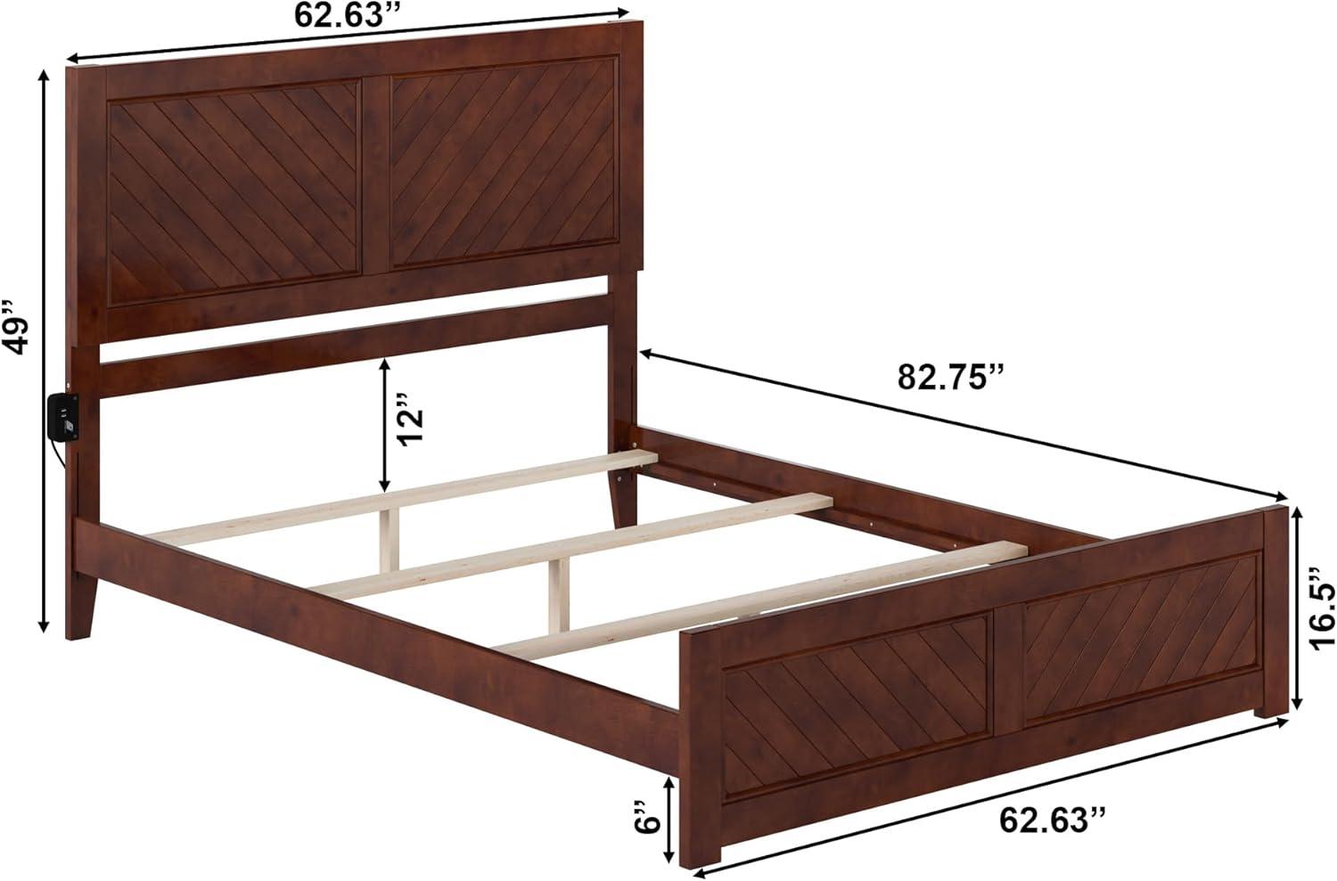 AFI Canyon Walnut Solid Wood Foundation Bed Frame with Matching Footboard, Queen